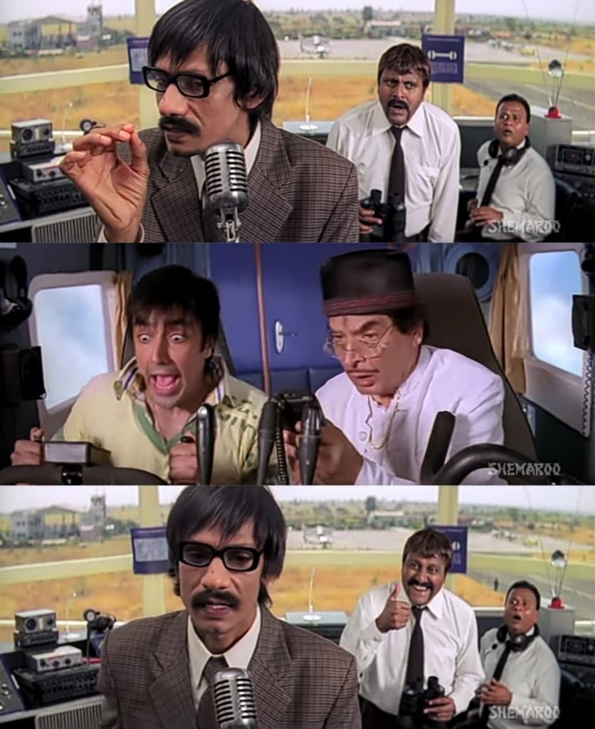 boman with his father in airplan asking help hepl near tower, wo laal button dikh raha hai , haa dikh raha hai , nahi dabana chaiye tha meme template