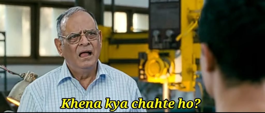 professor asking to rancho kehna kya chahte ho 3 idiot meme template 