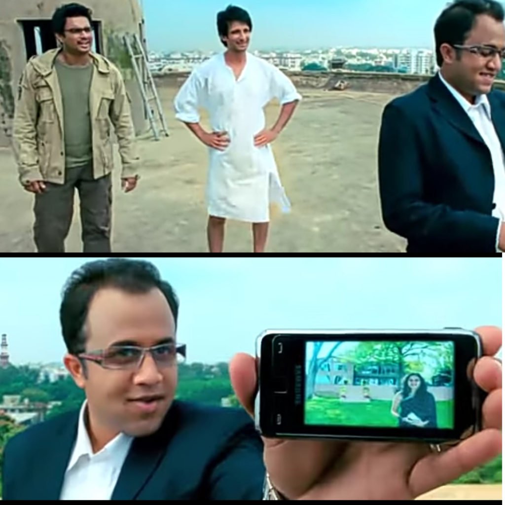 chatur showing his property to raju and farhan meme template