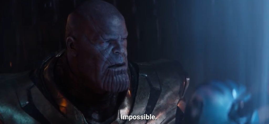 Impossible meme template - Cofused thanos seeing future - Thanos meme template - Avengers Endgame meme templates