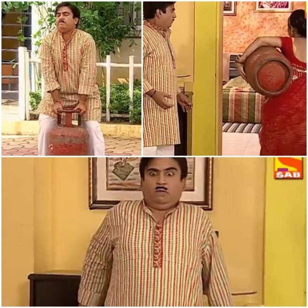 JethaLal and Daya Cylinder Carrying Scene Latest Meme Template - TMKOC meme template