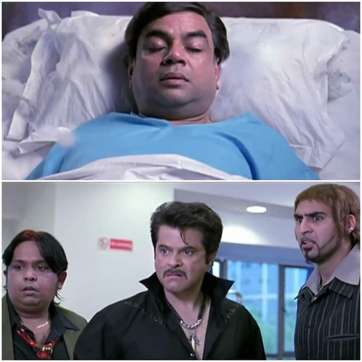 Ghunghru Seth in ICU meme template - Welcome movie meme template - Confused Majnu bhai meme template - Anil kapoor and Paresh Rawal meme templates